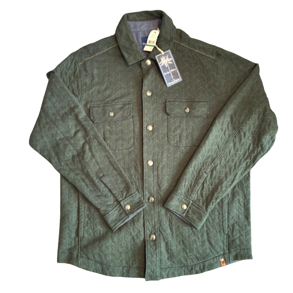 Tommy Bahama NWT Indigo Palms Cobble Hill CPO Jacket Green Quilted Mens L